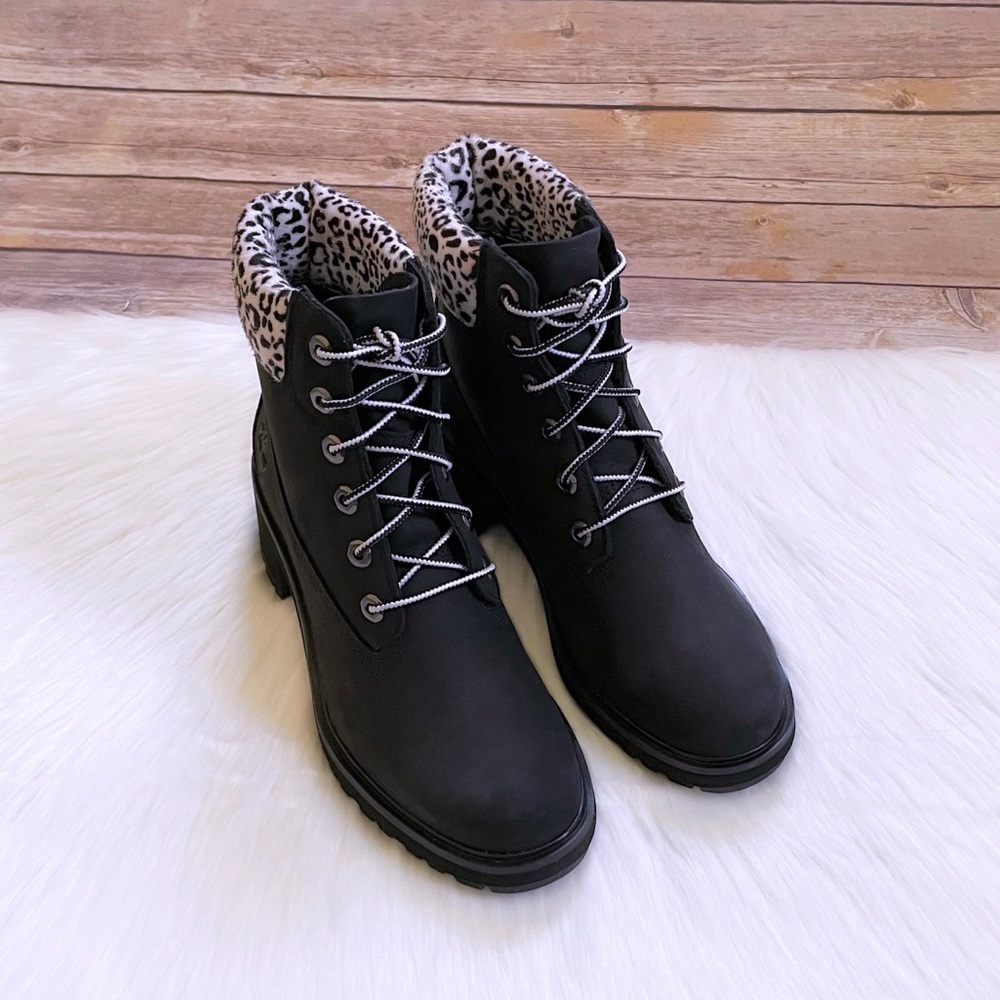 Timberland Kinsley 6 Inch Waterproof Boots In Black Snow Leopard - Picture 4 of 8